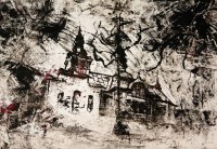 Cerkiew w Czyrnej, 2009, monotypia na papierze, 35 x 50 cm